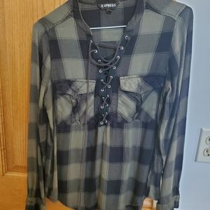 Express green plaid blouse